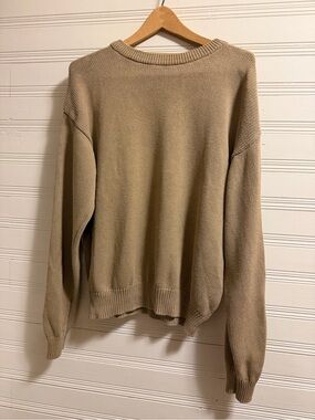 Vintage NWT Sports 100% Cotton Oversized Crewneck Sweater XL Beige grandpa core